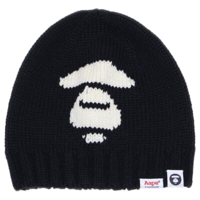 LOGO BEANIE ロゴアクリルビーニー ニット帽子 ブラック Bランク