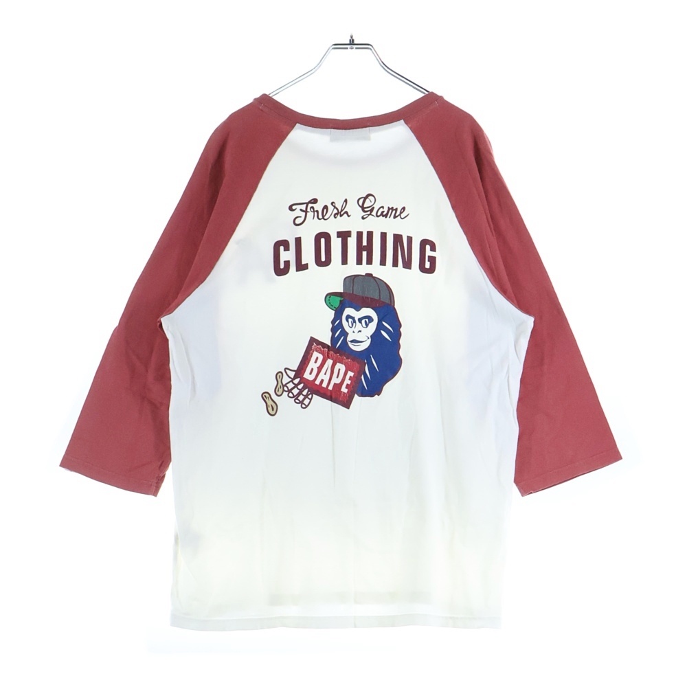 LOGO RAGLAN SLEEVE L/S TEE 001LT9801007 ロゴプリントラグランスリーブ長袖カットソー 長袖Tシャツ ロンT ホワイト/レッド Bランク