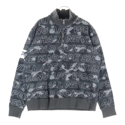 LOGO HALF ZIP SWEATSHIRTS 001SED301007X ロゴプリントハーフジップスウェットトレーナー ブラック Bランク