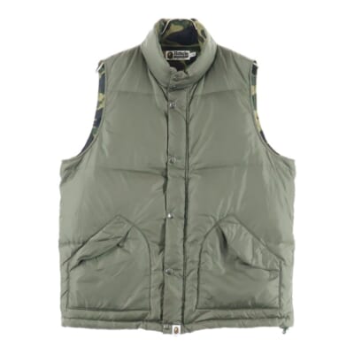 DOWN VEST 1930-140-007 裏地カモ柄ダウンベスト カーキ Bランク