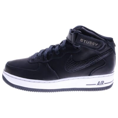 ×STUSSY AIR FORCE 1 MID BLACK SNAKESKIN DJ7840-001 ステューシー エアフォースワン ミドルカットスニーカー シューズ ブラック US6.5/24.5cm Sランク