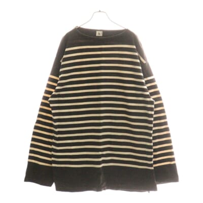 Border Basque Shirt ボーダー バスク クルーネック長袖Tシャツカットソー ロンT ダークブラウン/ホワイト bROOTS23S29 Bランク