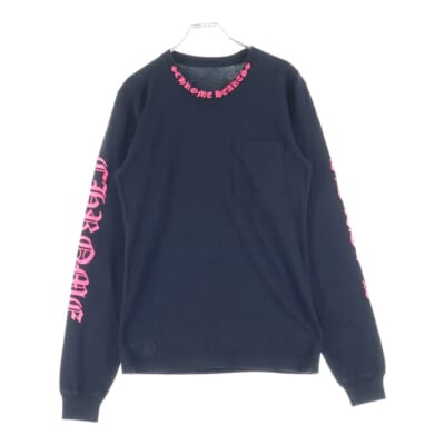 Neck Logo L/S TEE ネックロゴロングスリーブ長袖Tシャツ 長袖カットソー ロンT ブラック/ピンク Aランク