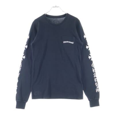 CH L S 1 袖CHプラスプリント長袖カットソー 長袖Tシャツ ロングスリーブカットソー ロンT ブラック Bランク