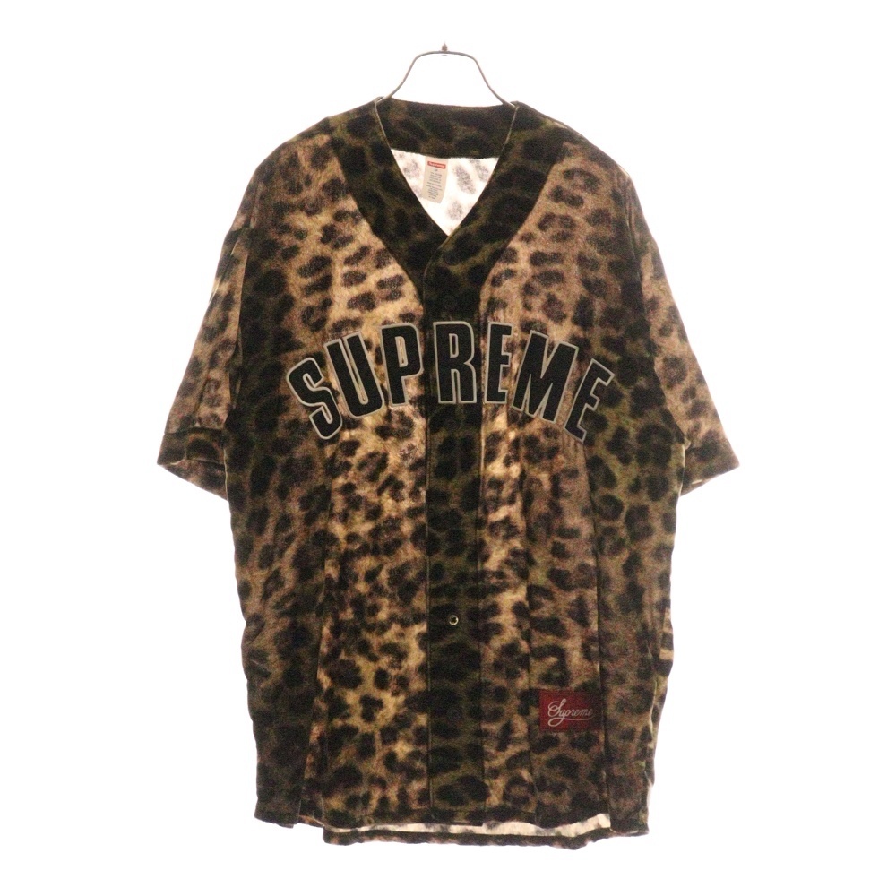 25SS Velvet Baseball Jersey Leopard ベルベットベースボールジャージー レオパード半袖シャツ マルチ Aランク