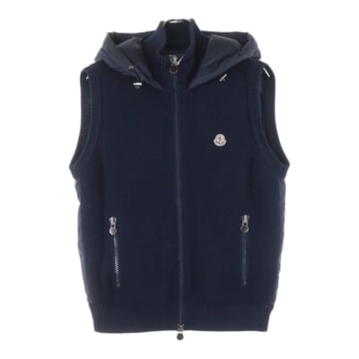 16AW MAGLIONE TRICOT GILET マリオーネ トリコ バックナイロン フーデッドダウンベスト ブラック B20919413400 94111 Bランク