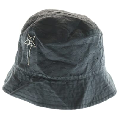 ×Champion チャンピオン 刺繍ロゴ ナイロンバケットハット 帽子 ブラック CM01B5633-CHNY Bランク