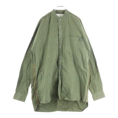 16AW ×FEAR OF GOD Mandarin Collar Studio Shirt フィアオブゴッド マンダリンカラースタジオシャツ ミリタリージャケット ノーカラーシャツ サイドジップ Bランク