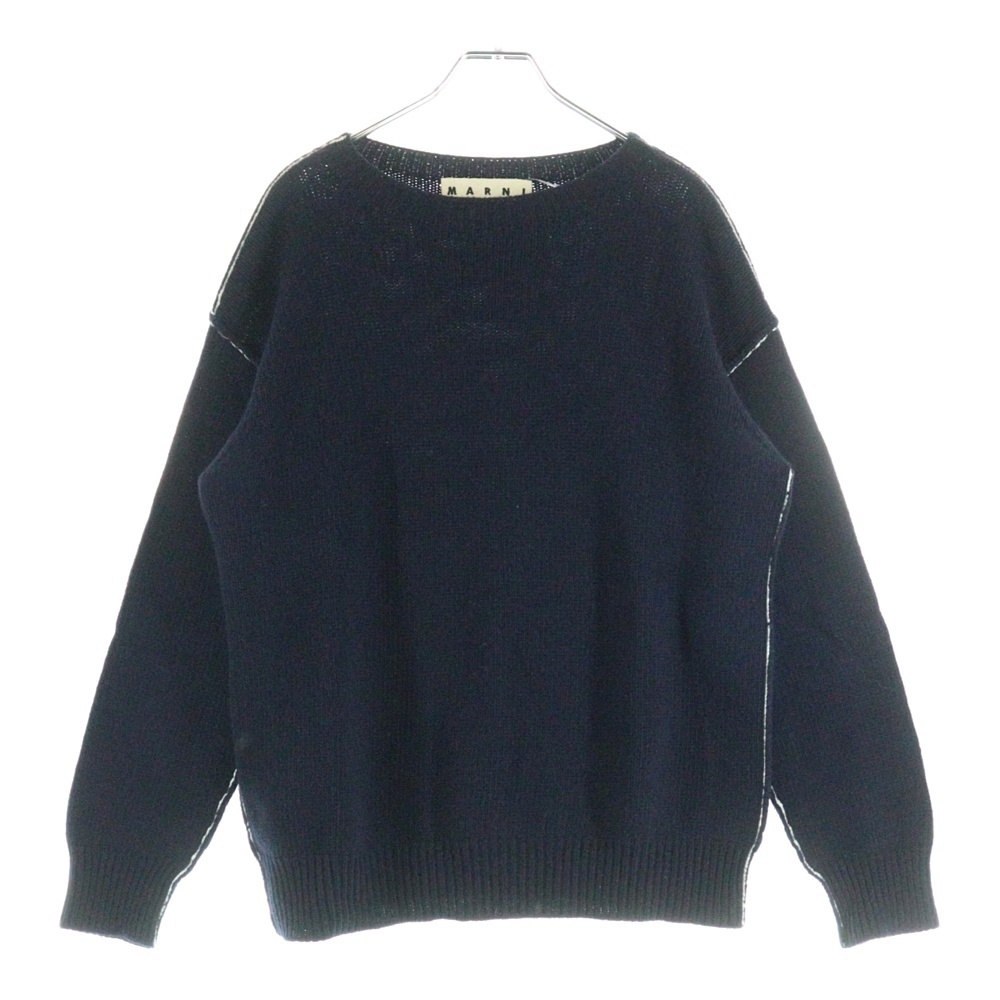 ステッチ ウール ニット 長袖セーターネイビー W14GCMGQ06Q00FH558-00B90 Aランク