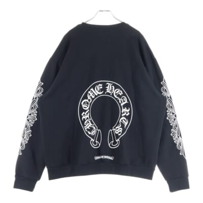 Horseshoe Crewneck Sweatshirt ホースシュープリント 袖フローラル クルーネックスウェットトレーナー ブラック Bランク