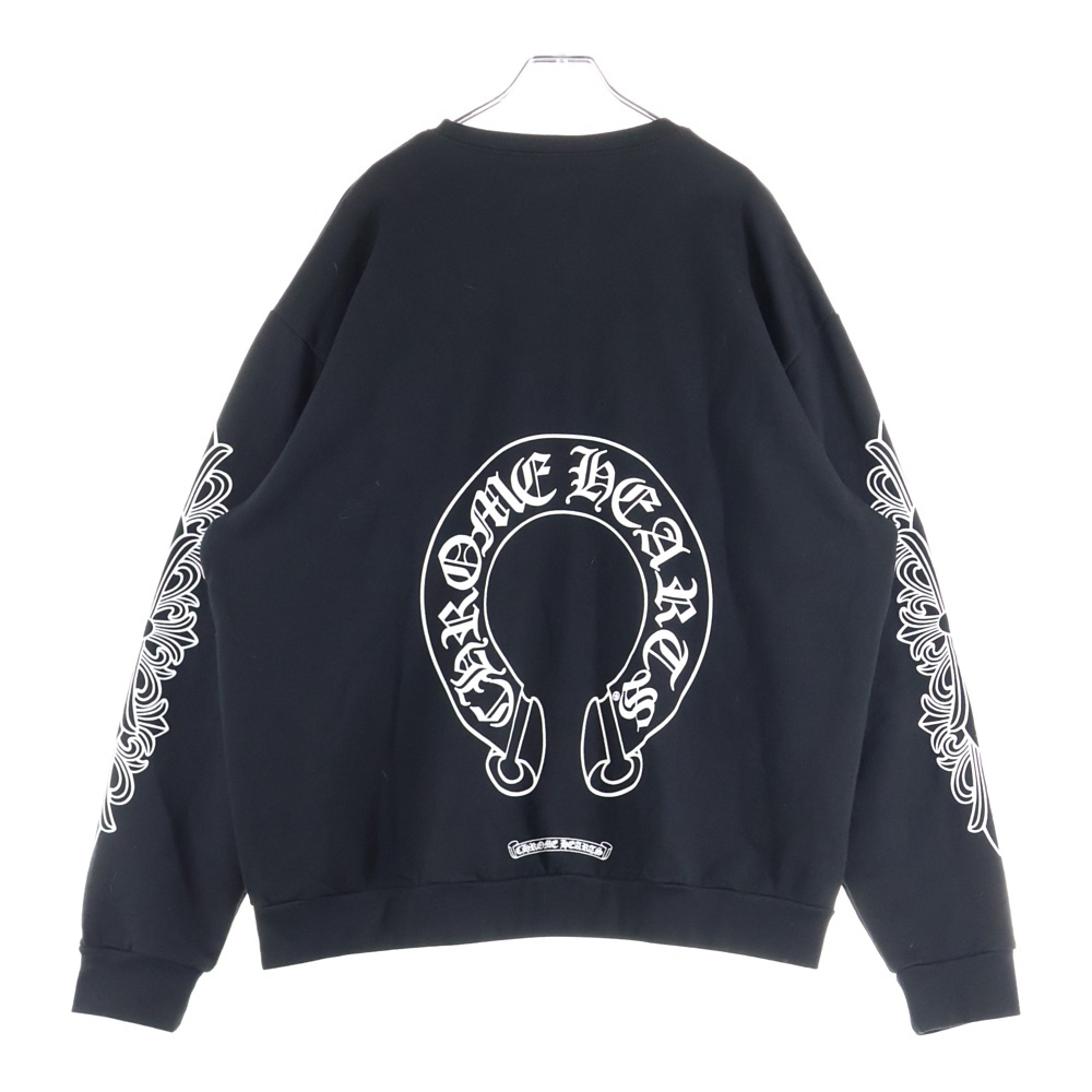 Horseshoe Crewneck Sweatshirt ホースシュープリント 袖フローラル クルーネックスウェットトレーナー ブラック Bランク