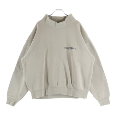 MOCK NECK SWEATSHIRT リフレクターロゴプリント モックネックスウェットトレーナー ベージュ Bランク