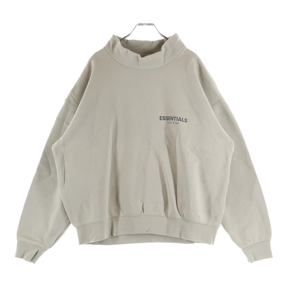 MOCK NECK SWEATSHIRT リフレクターロゴプリント モックネックスウェットトレーナー ベージュ Bランク