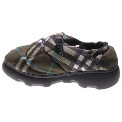 Pillow チェック柄 ナイロン ピローミュール シューズ カーキ Bランク