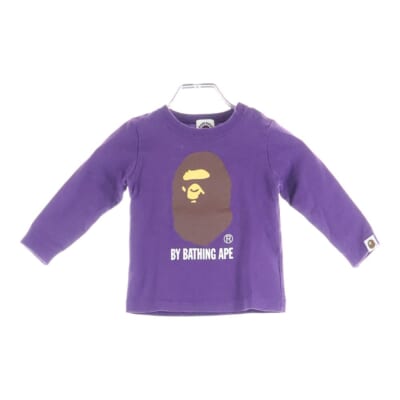 フロントエイプヘッドプリント クルーネック 長袖Tシャツ パープル キッズ Bランク