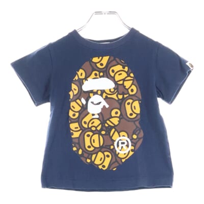 エイプヘッドプリント クルーネック 半袖Tシャツ ネイビー キッズ Bランク