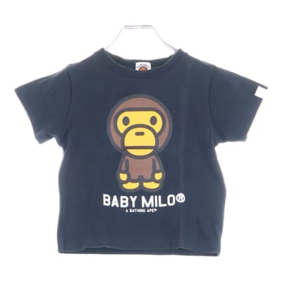 BABY MILO フロントプリント クルーネック 半袖Tシャツ ブラック Bランク