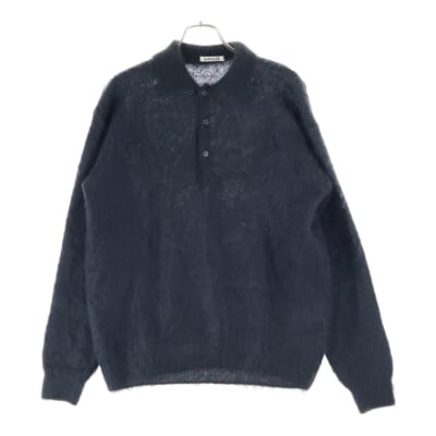 25AW BRUSHED SUPER KID MOHAIR KNIT POLO ブラッシュドスーパーキッドモヘアニットポロ ブラック A25AP01KM Aランク