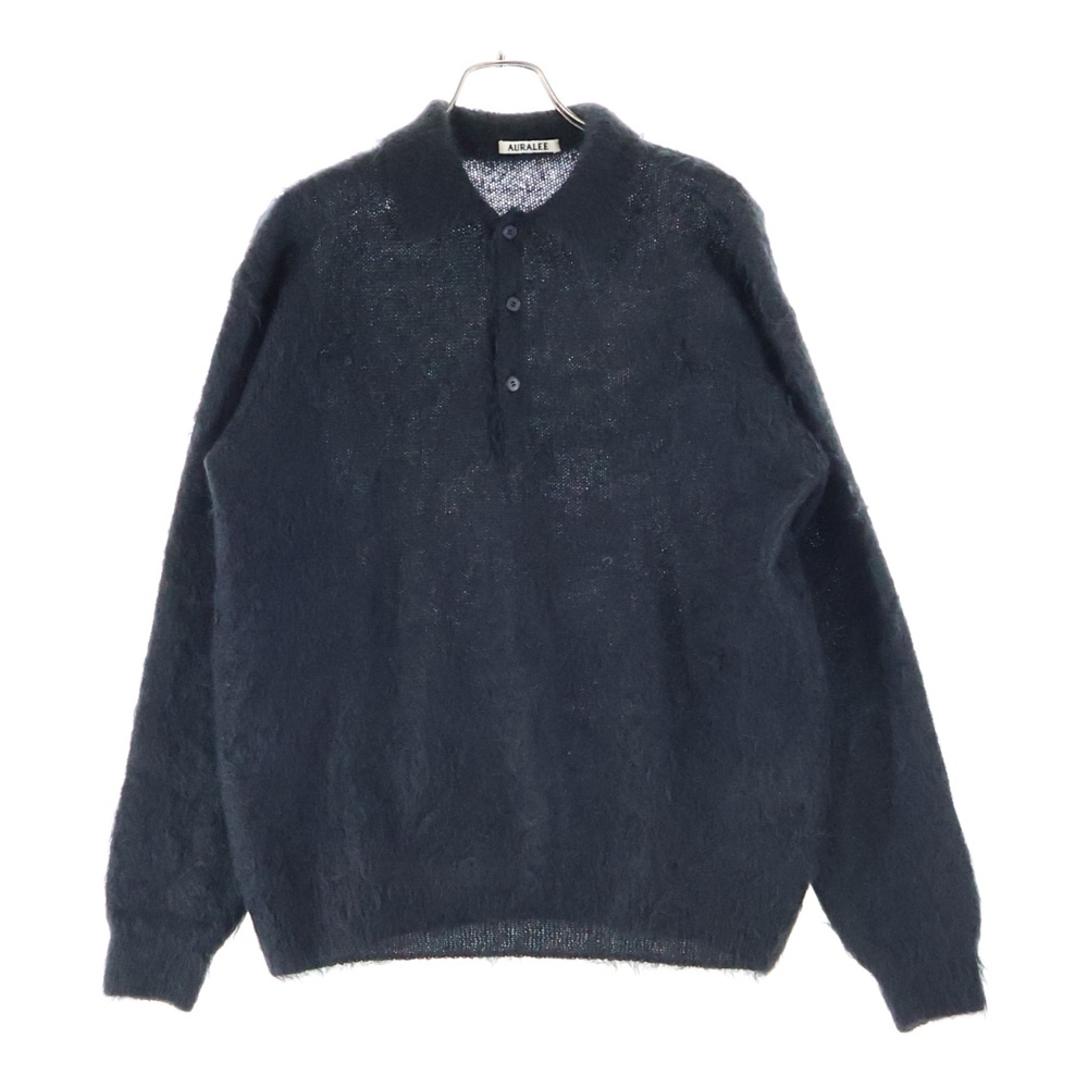 オーラリー 25AW BRUSHED SUPER KID MOHAIR KNIT POLO ブラッシュド