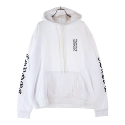 SWTSHRT PLVR バーティカルロゴ 袖プリントプルオーバースウェットパーカー フーディ ホワイト Aランク