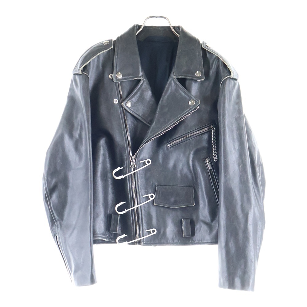 20AW Leather Riders Jacket with Safety Pin ライダースジャケット ダブルライダースジャケット 202-650 ブラック Aランク