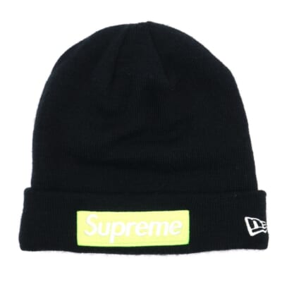 17AW New Era Box Logo Beanie ニューエラ ボックスロゴ ビーニー ニット帽 ブラック/イエロー Bランク