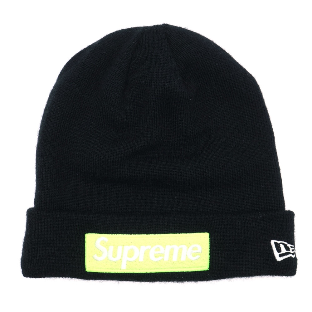 17AW New Era Box Logo Beanie ニューエラ ボックスロゴ ビーニー ニット帽 ブラック/イエロー Bランク