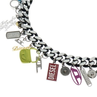 ロゴチャーム ステンレスチェーンネックレス シルバー DX1522 Bランク