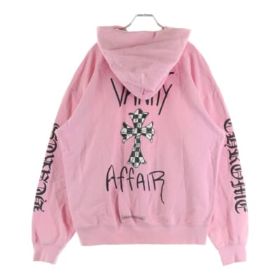 ×MATTY BOY Vanity Affair SWTSHRT PLV ×マッティボーイ バニティーアフェア 袖ロゴプリント プルオーバーパーカー ピンク Bランク