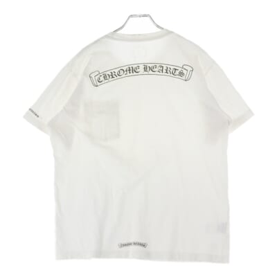 バックスクロールラベルプリント クルーネック半袖Tシャツカットソー ホワイト Cランク