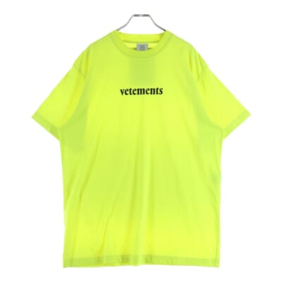 20SS ロゴプリントバーコードパッチTシャツ 半袖カットソー ネオンイエロー SS20TR304 Bランク