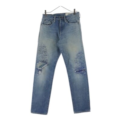 DAMAGED DENIM PANTS 刺し子 ダメージ加工ジーンズ デニムパンツ デニムパンツ インディゴ EK-780 Bランク