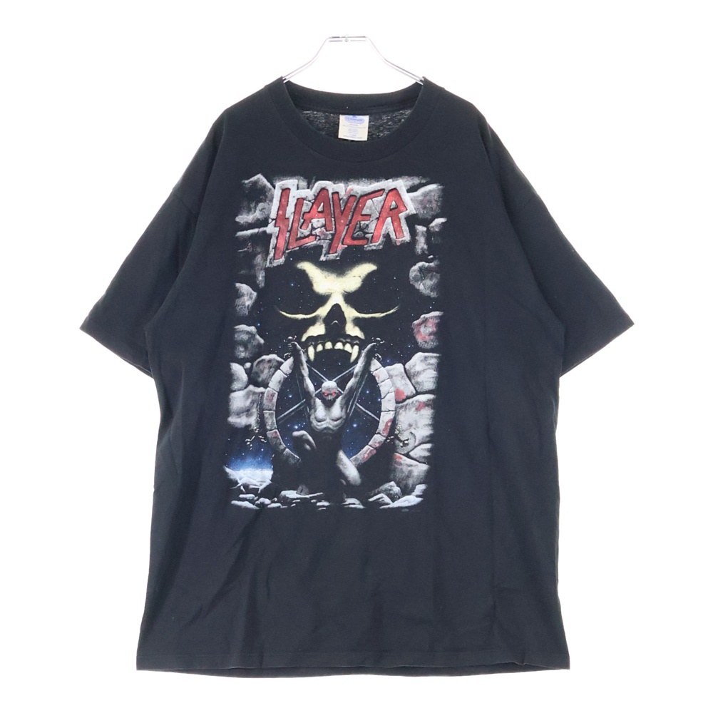 90s SLAYER LIVE INTRUSION TEE WINTERLANDボディ スレイヤー 両面プリント 半袖Tシャツ クルーネックカットソー ブラック Bランク