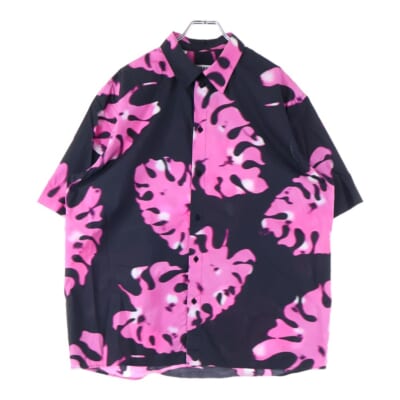 総柄フラワーデザイン 半袖シャツ ブラック 3040ME20 217011-12 Bランク