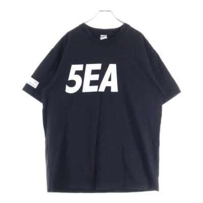 ×WIND AND SEA ウィンダンシー ロゴプリント 半袖Tシャツ ブラック GN223 Bランク