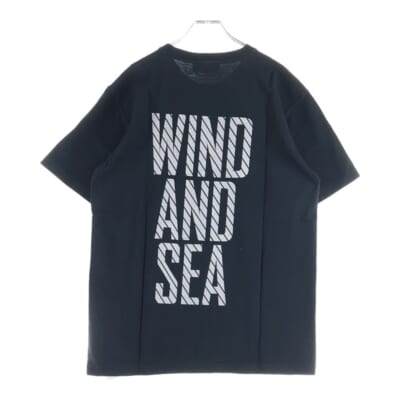 ×WIND AND SEA ウィンダンシー ロゴプリント 半袖Tシャツ ブラック WDS-O-MILS-23-Q3-01 Aランク