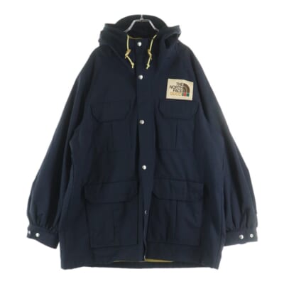 ×THE NORTH FACE Logo Zip Jacket ザノースフェイス ロゴジップアップナイロンジャケット フーディ ネイビー 649245 ZKRXK Sランク