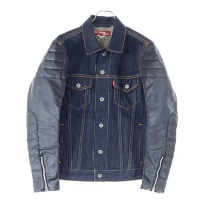 17SS ×Levis リーバイス アームレザー デニムジャケット インディゴ WS-J205 Aランク