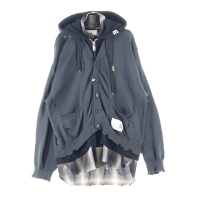 25SS Triple Layered Knit Cardigan トリプルレイヤード ニットカーディガン 長袖シャツ ジップパーカー ブラック A14CD501 Aランク