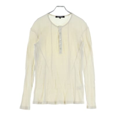 08-09AW ヘンリーネック ロングスリーブ Tシャツ カットソー ホワイト Bランク