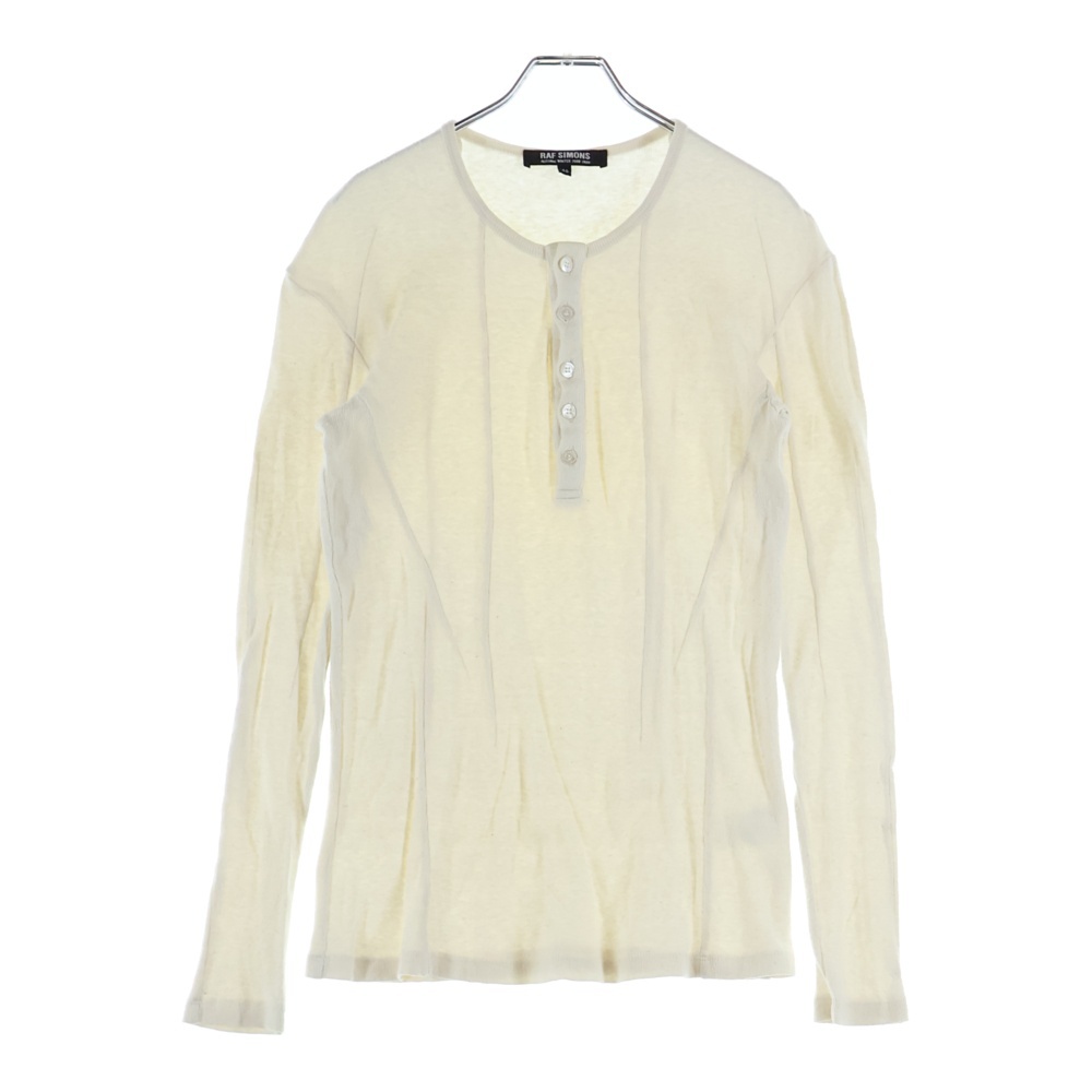 08-09AW ヘンリーネック ロングスリーブ Tシャツ カットソー ホワイト Bランク