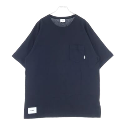 ロゴパッチ付き クルーネック半袖Tシャツ ブラック 201ATDT-CSM03 Aランク