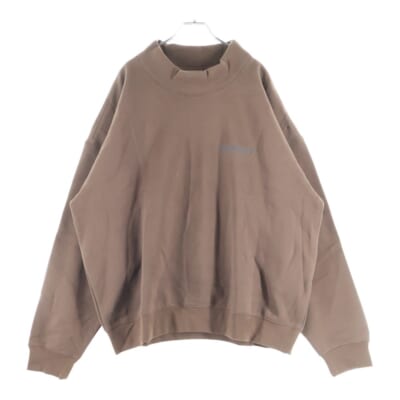 MOCK NECK SWEATSHIRT リフレクターロゴ モックネックスウェットトレーナー ブラウン Sランク