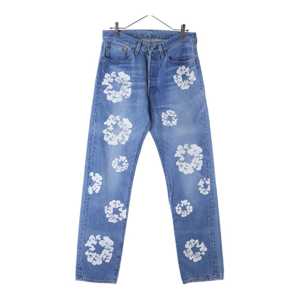 ×Levi's 501 Denim Pants リーバイス 花柄デニムパンツ ジーンズ インディゴ PC9-A1592-0001 Aランク