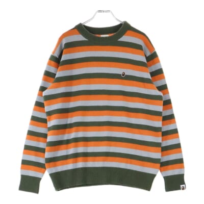 Knit Sweater ロゴ刺繍 ボーダーニットセーター マルチ Aランク