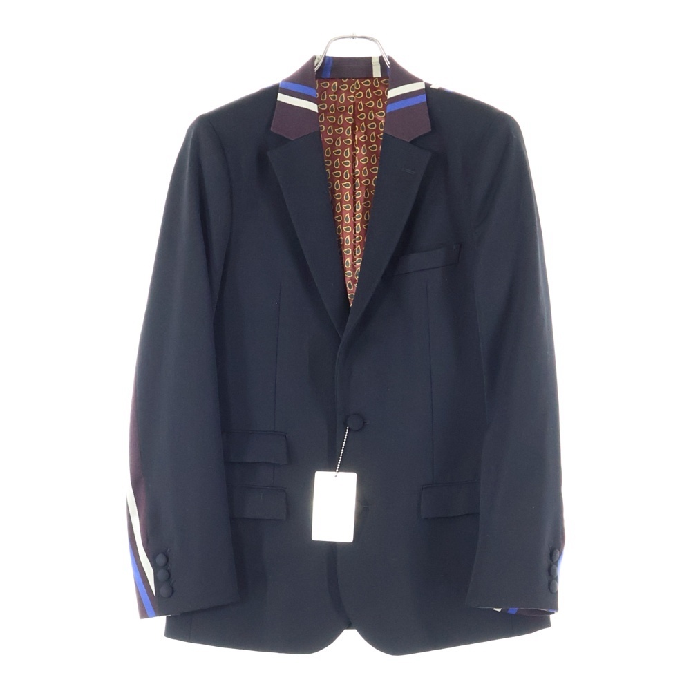 03SW カート期 ストライプ切替 スクールジャケット 2B テーラードジャケット アウター ブラック/ボルドー Sランク