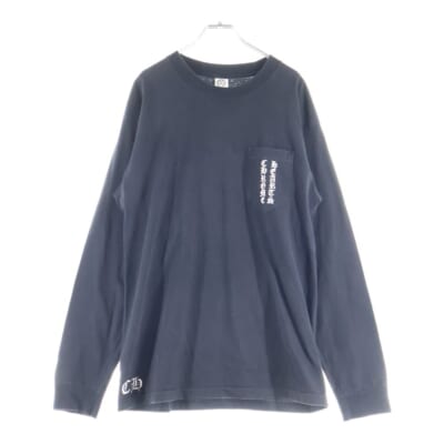 FLRL CRS L/S TEE バーティカルロゴ バックフローラルクロス フロントポケット クルーネック 長袖Tシャツ ロンT ブラック Bランク