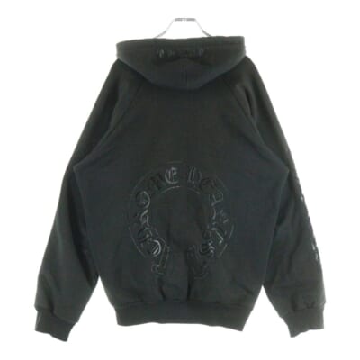 OLD SWTSHRT PLVR オールドモデル バックホースシュー 袖プリント 裏地サーマル プルオーバースウェットパーカー ブラック Cランク