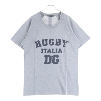 RUGBY TEE フロントロゴパッチ クルーネック 半袖Tシャツ カットソー グレー Bランク