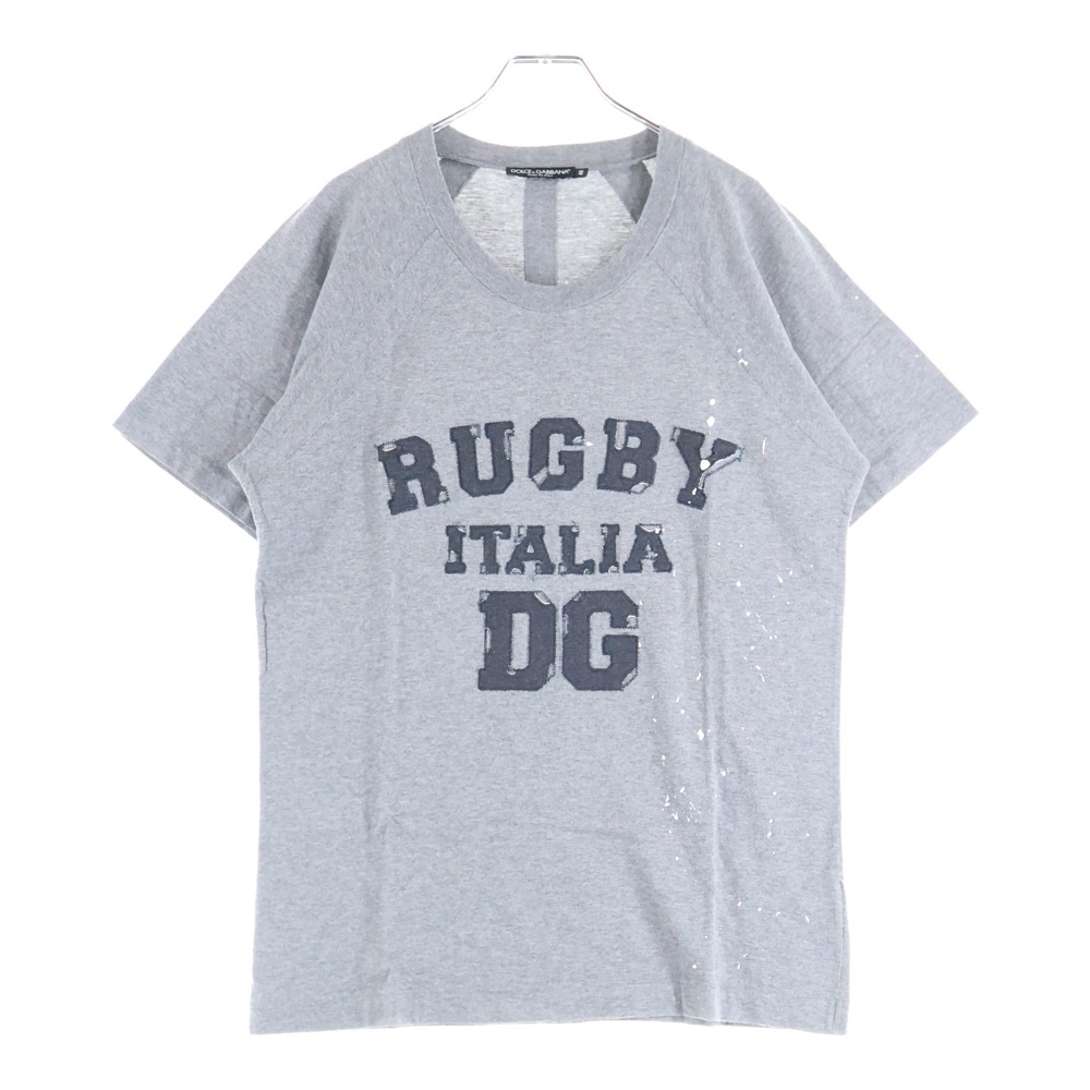 RUGBY TEE フロントロゴパッチ クルーネック 半袖Tシャツ カットソー グレー Bランク